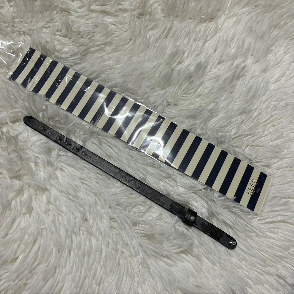KEEP Collective Single Black Gray Camo & Silver Reversible Leather Bracelet NEW